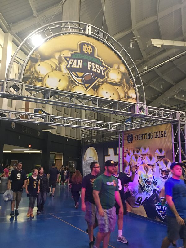Notre Dame Football Fan Fest entrance archway built by Martin Sports Productions