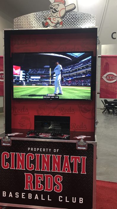 Cincinnati Reds video-game kiosk built by Martin Sports Productions for Redsfest