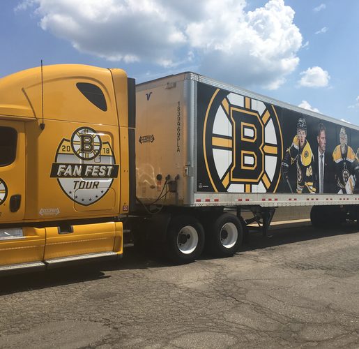 Boston Bruins Fan Fest Tour wrapped tractor-trailer