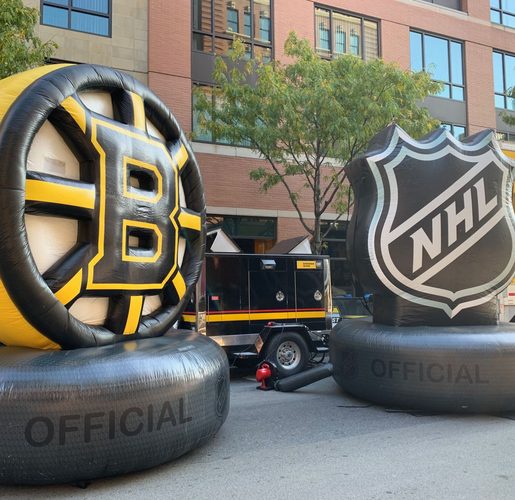 Giant inflatable Boston Bruins and NHL logos fabricated by Martin Sports Productions