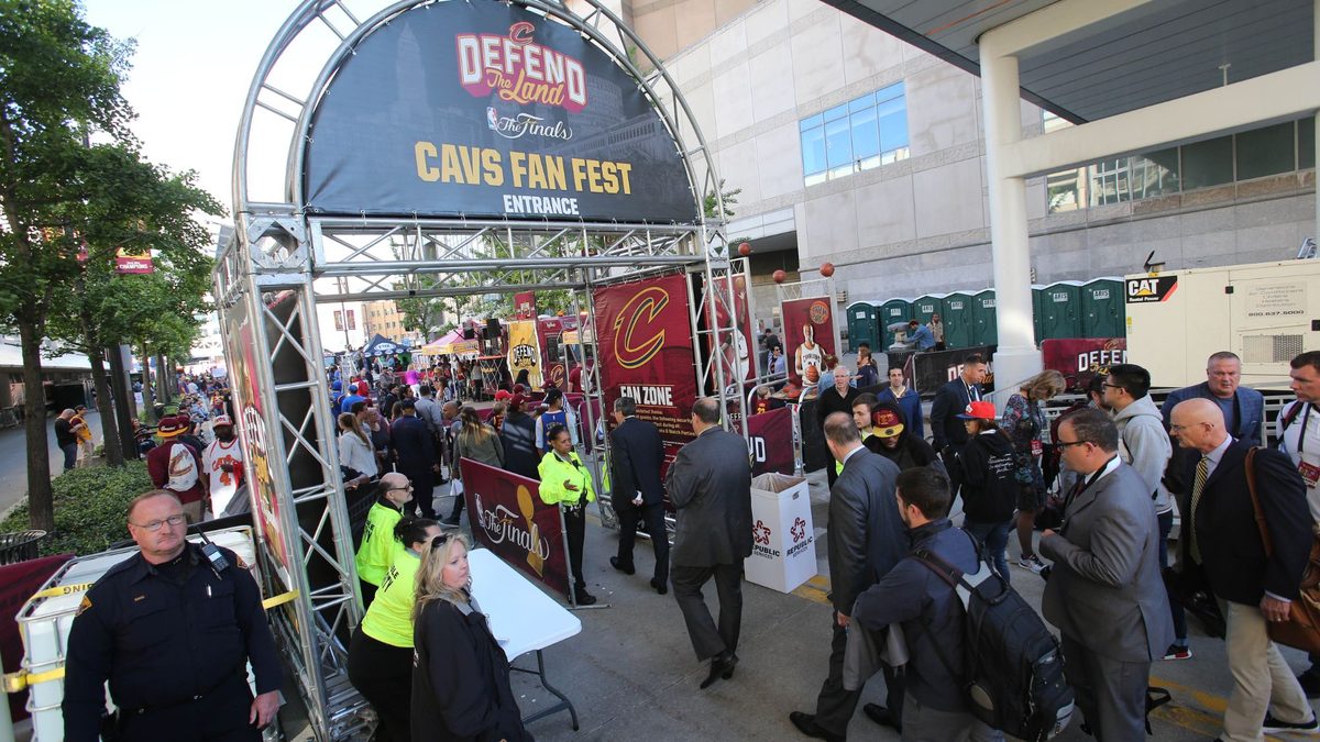 Cavs Fan Fest entrance archway built by Martin Sports outside the arena during the NBA Finals