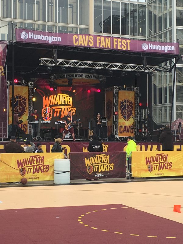 Cavs Fan Fest main stage — Whatever It Takes theming by Martin Sports Productions