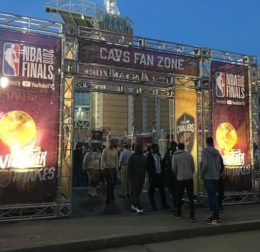 Cavs Fan Zone entrance structure for the NBA Finals, built by Martin Sports Productions