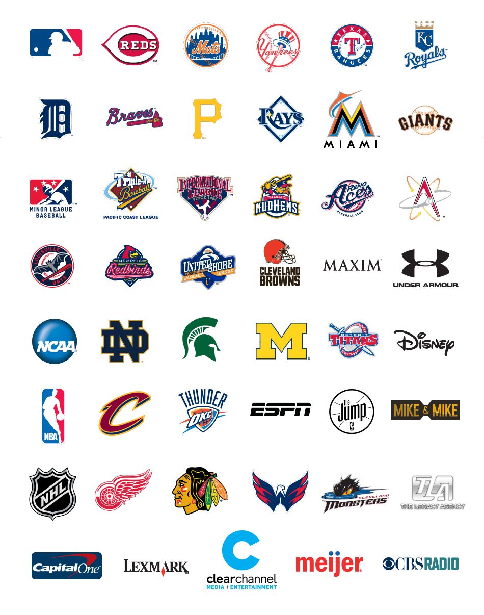 Client logos: teams, leagues and brands Martin Sports Productions has worked with